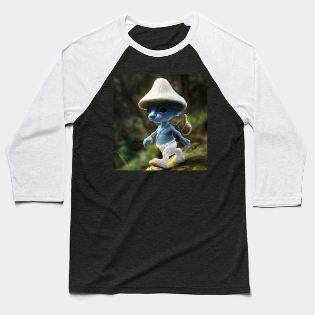 smurf cat blue meme we live we love we lie Baseball T-Shirt by GoldenHoopMarket